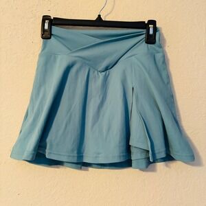 Blogilates Pirouette Skort Teal Blue Crossover Waist Athletic Skirt Womens Small